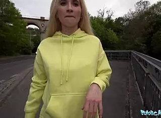 Stunning Blonde Babe Receives Hard Deep Dicking in Public