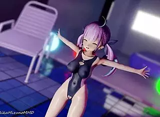 i'm minato aqua, dancin' with yozora mel in this r-18 mmd group, showin' off our big asses and tits