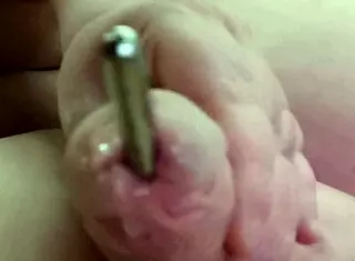 Sounding my dick with steel balls, wife's finger in peehole ruining orgasm 😩
