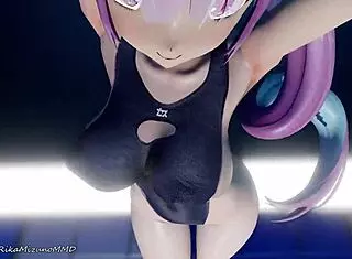 i'm minato aqua, dancin' with yozora mel in this r-18 mmd group, showin' off our big asses and tits