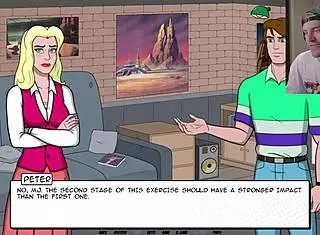 i saw peter parker exposed in cosplay therapy uncensored, his tits and pussy on display