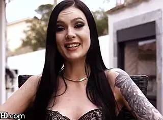 in this pov scene, the tattooed teen 18+ whore gets her mouth roughed by a big cock, showing her small tits.