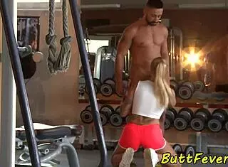 Anal sex with a mature woman at the gym with a gagging scene