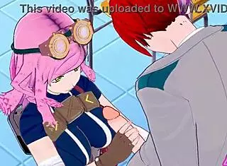Mei hatsume and shoto todoroki have sex with blowjob and cumshot