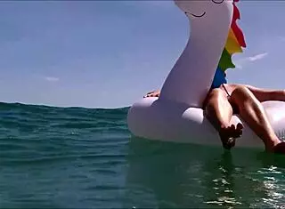 My husband and I have fun on the beach