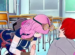 Mei hatsume and shoto todoroki have sex with blowjob and cumshot
