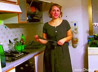 Italian Housewife Blows Husband In Kitchen