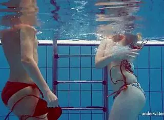 Marusia and Melisa Darkova Strip Underwater in Bikini Lesbian Show!