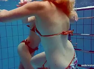 Marusia and Melisa Darkova Strip Underwater in Bikini Lesbian Show!