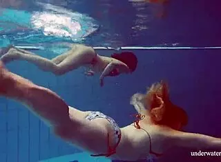 Marusia and Melisa Darkova Strip Underwater in Bikini Lesbian Show!