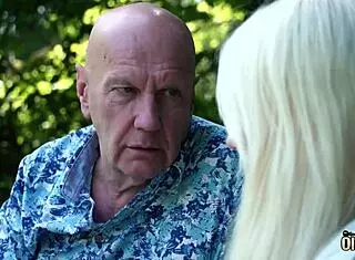 Sexy blonde teen craves old man’s hard cock