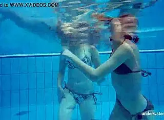 Marusia and Melisa Darkova Strip Underwater in Bikini Lesbian Show!