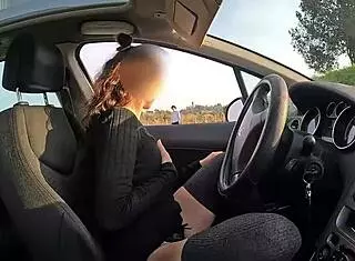 i convinced a skinny brunette stranger to grope my wet pussy while taking a public walk with my couple