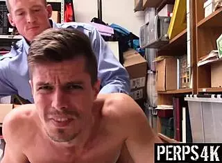Fuck! Gay Officer Pounds Twink in Back Office!