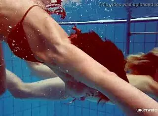 Marusia and Melisa Darkova Strip Underwater in Bikini Lesbian Show!
