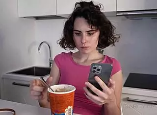 Step Brother Films Sister Masturbating in the Kitchen