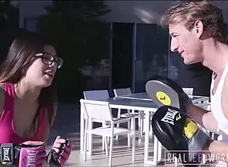 Nerdy teen Ava Taylor gets pounded after workout