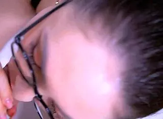 beautiful woman deepthroats cock and gets facial 😋