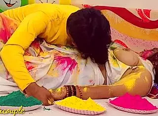 holi fun with beautiful widow bhabhi in doggystyle