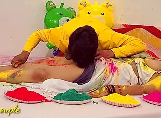 holi fun with beautiful widow bhabhi in doggystyle