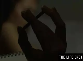 Sexy blonde voyeur watches her petite 18+ lesbian girlfriend flash wet pussy while masturbating naked.