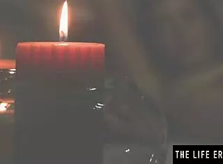 Sexy blonde voyeur watches her petite 18+ lesbian girlfriend flash wet pussy while masturbating naked.