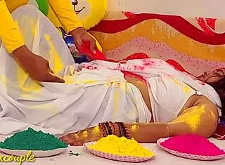 holi fun with beautiful widow bhabhi in doggystyle