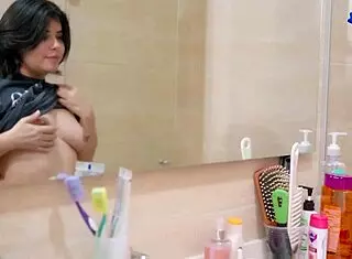 i'm touching my big pussy lips in the shower, moaning loudly