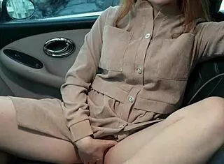 Redhead MILF Masturbates to Quick Orgasm in Car After Walking