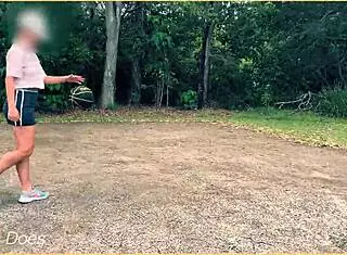 public exhibitionist milf plays basketball braless with short skirt no panties