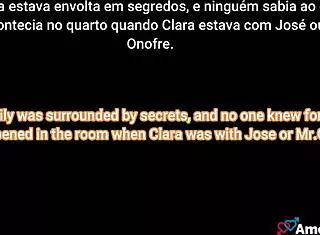 latina stepdaughter chats silently with stepdad in her room