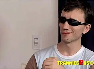 I saw this hot blonde shemale with big boobs taking two dicks, it was amazing