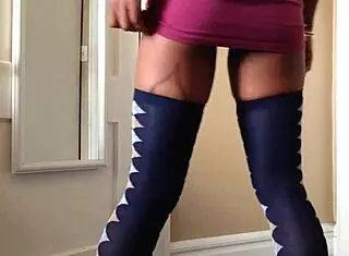 my upskirt shows thigh highs and heels