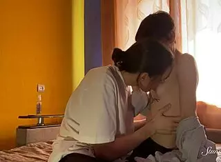 Teen Alisa Drains Dorian's Huge Cock in Hentai Action.