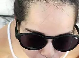 Lesbian babe with shaved pussy scissoring and kissing her best friend with natural tits