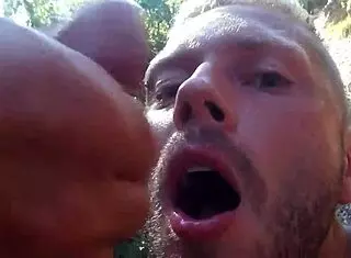 Gay cruising outdoors with public cumshots compilation