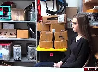 Skinny babe fucked by security officer