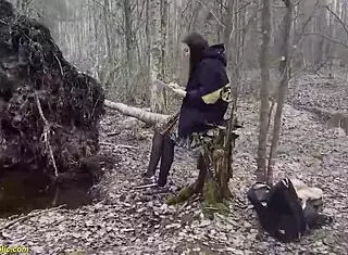 busty girl with long legs rough fucked in the forest public