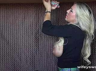 Wifey Milks Monster Cock on Desk and Swallows Cum