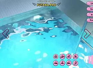 Wet Futa Bitches Dominate Pool and Sauna Sex