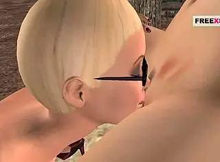 animated 3d lesbians lick each other passionately