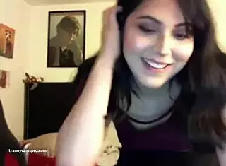 Chubby tranny masturbates while relaxing at home