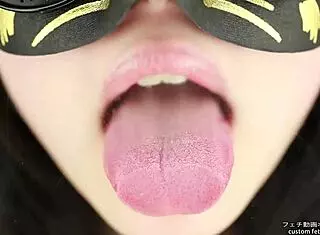 tongue spit fetish with japanese flair