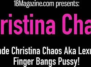Blonde Christina Chaos finger-bangs her wet pussy