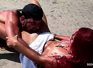 redhead curly latina teen 18+ marcia gets rough outdoor beach sex