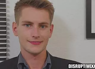 blonde guy sucks big cock in office reality