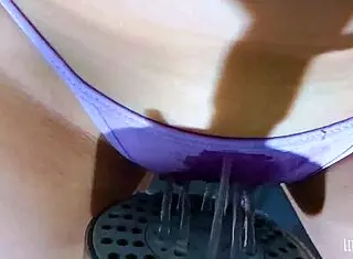 Young latina teen plays with shaved pussy in public college bathroom until squirting