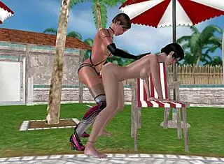 animated 3d cartoon cute lesbian girl ducks another from behind