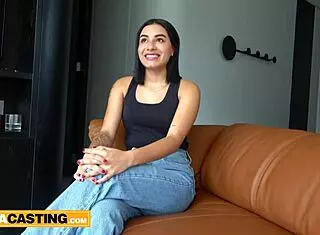 cute latina amateur gets jizzed in casting doggystyle