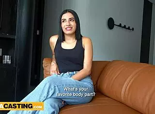 cute latina amateur gets jizzed in casting doggystyle